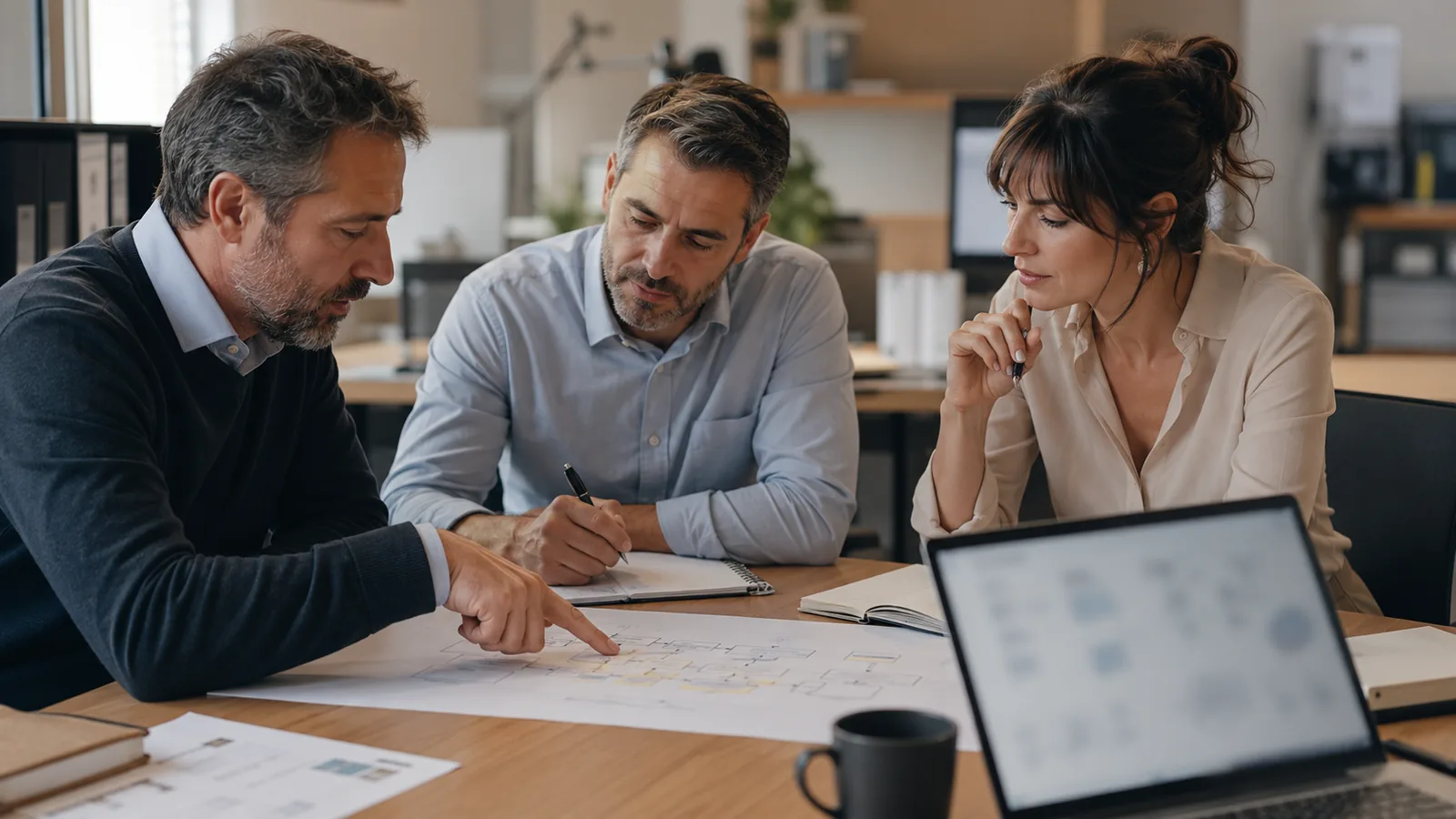 Des professionnels analysent ensemble les étapes d’un processus métier.